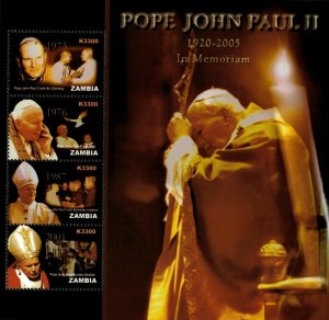 Zambia 2005 - Pope John Paul II In Memoriam - Sheet of 4 - Scott 1070 - MNH