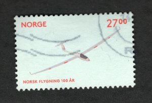 2012 Norway Sc #1679 - 100 AR  NORSK FLYGNING Glider - Used stamp Cv$9