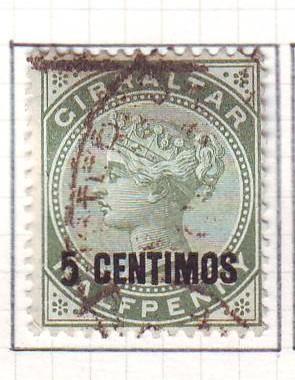 Gibraltar Sc 22  1889  5 c ovpt on 