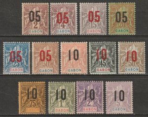 Gabon 1912 Sc 72-84 Yt 66-78 complete set MH*