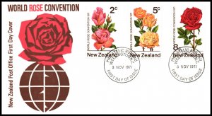 New Zealand 484-486 Roses U/A FDC