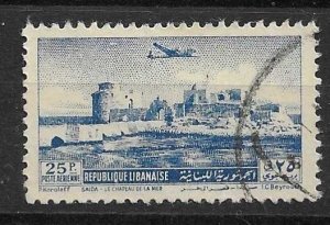 LEBANON - 1951 - 25p - SAIDA - SEA CASTLE - Used - AM -