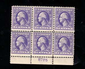 USA #530 Very Fine Never Hinged Plate #8785 Block Of Six