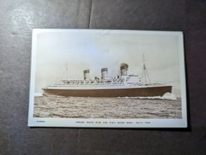 1949 England Airmail Ship RPPC Postcard Cover Southampton to Pelkie MI USA