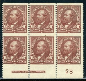 US SCOTT #256a Plate # Block of 6 W/ Vert Pair Imperf Horiz. PSE (DFP 4/22/20)