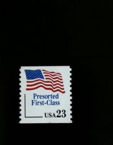 1991 23c American Flag, Coil, Presorted First-Class Scott 2605 Mint F/VF NH