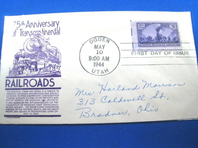 U.S. FDC - SCOTT # 922 - RAILROADS