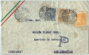 69189 - BRAZIL - POSTAL HISTORY - I7400 Reis on AIRMAIL COVER to SPAIN  1936