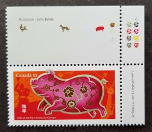 Canada Year Of The Pig 2007 Chinese Zodiac Lunar (stamp color) MNH *unusual