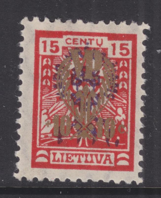 LITHUANIA, 1926 War Orphan's Fund, 10c.+10c. on 15c.+15c., lhm