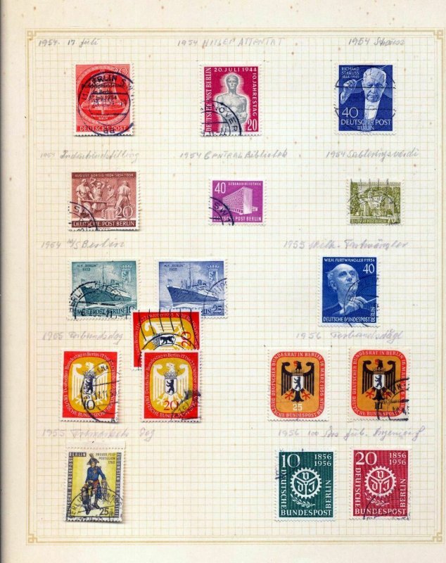 GERMANY Berlin 1952/57 Used on 9 Pages (aprx 70+Items) MZT293 