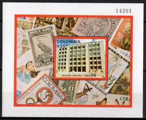 Colombia 1977 Sc#855 POSTAL MUSEUM STAMPS ON STAMPS Souvenir Sheet MNH