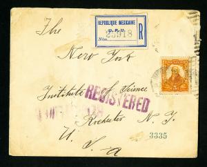 Mexico Cover 1913 Registered w/ Stamp w.2x sunburst Seals