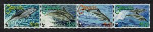 Grenada WWF Clymene Dolphin Strip of 4v 2007 MNH SC#3654a-d SG#5288-5291