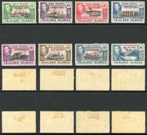 Falkland Is Dep SGD1/D8 KGVI Set of 8 M/M Cat 22 pounds (tone spots)