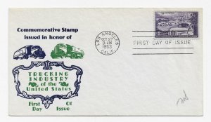 US 1025 (Me-30 Var) 3c Trucking Industry single on FDC Sanders Cachet ECV $30.00