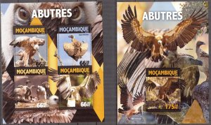 Mozambique 2016 Birds Vultures Sheet + S/S MNH