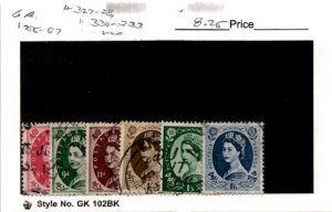 Great Britain, Postage Stamp, #327-328, 330-333 Used, 1955 Queen Elizabeth (AC)