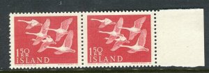 ICELAND; 1956 early Swans Northern Countries issue Mint 1.50K PAIR