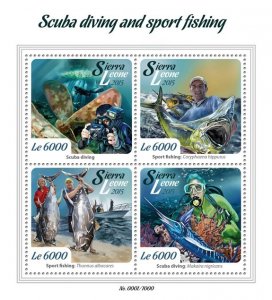 SIERRA LEONE - 2015 - Diving & Fishing - Perf 4v Sheet - Mint Never Hinged