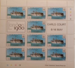 Kiribati 1980 International Stamp Exhibition London 1980 England 5 items MSheets