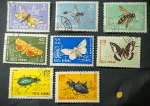 Romania #1615-1622 USED set insects