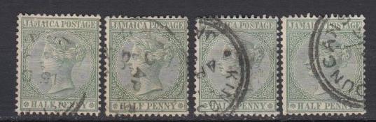 Jamaica - 1885 QV 1/2p stamp lot Sc# 16,16a (6825)