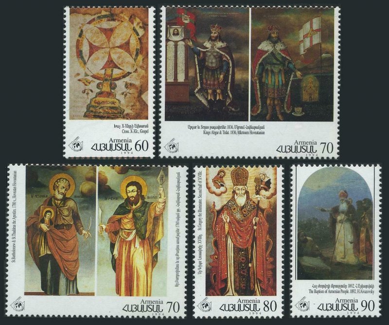 Armenia 487-491,MNH.Mi 239-243. Christianity in Armenia,1995.Cross,Saints,