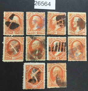 US STAMPS #O15-O24 USED $185   LOT #26564