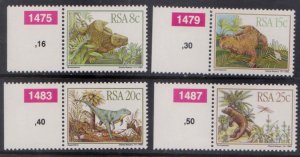 SOUTH AFRICA - 1982 DINOSAURS / PREHISTORIC ANIMALS - 4V - MINT NH