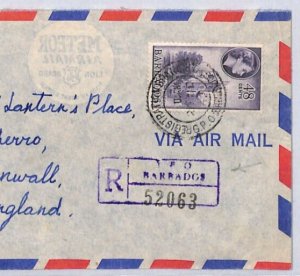 BARBADOS Air Mail Registered *REGISTRATION BRANCH* CDS GB Polperro 1962 ZV102
