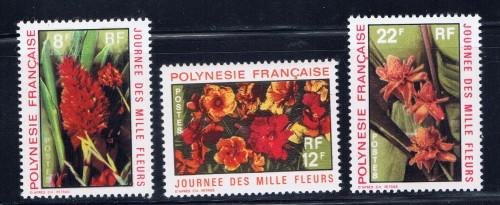 French Polynesia 264-66 Lightly Hinged 1971 Flowers 