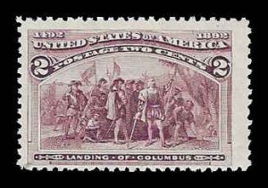 PCBstamps  US # 231  2c Columbian Exposition, Broken Hat, MNH, (2)