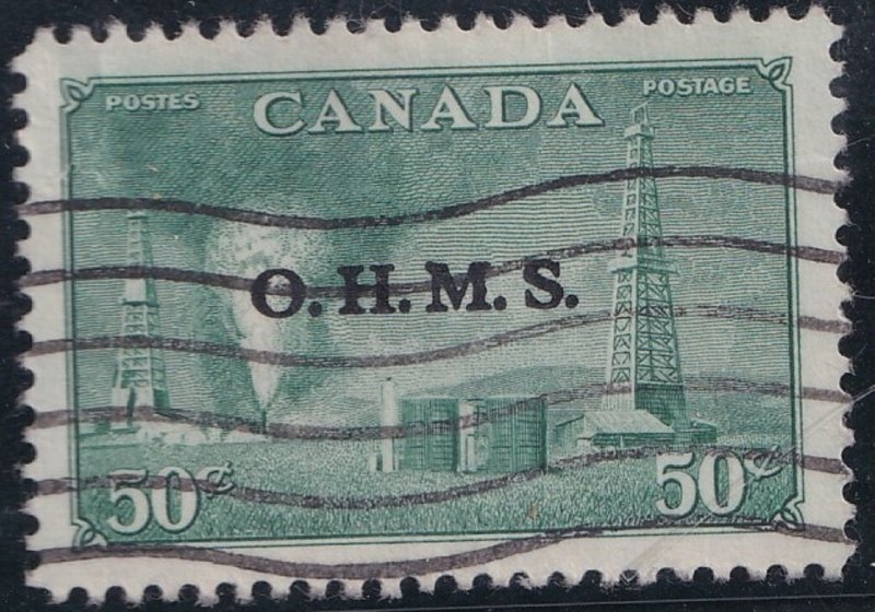 1950  CANADA - SG:O177  - KING GEORGE VI  - 50c GREEN OHMS USED 