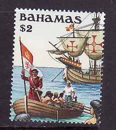 Bahamas-Sc#762-Unused NH stamp from the sheet-Ships-Columbus-1992-