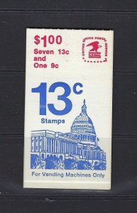 JASTAMPS :U.S. Booklet #132, 1975, 8 Stamps,13 cent stamps, MNH