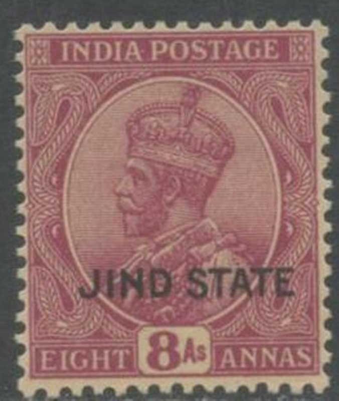 INDIA-Jind State Sc#118 1927 Ovpt. on 8a KGV OG Mint Disturbed NH