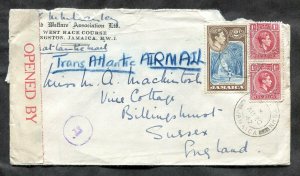 d327 - JAMAICA 1942 CENSORED Airmail Cover to England