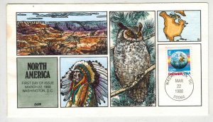 COLLINS HANDPAINTED NON DENOMINATED E FOR EARTH NORTH AMERICA INDIAN & OWL