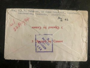 1943 Launceston Tasman Australia To Malaya Japan POW Prisoner of War Camp Cover