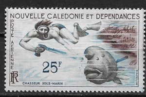 1962 New Caledonia C31 Skin Diver Shooting Bumphead Surgeonfish MNH