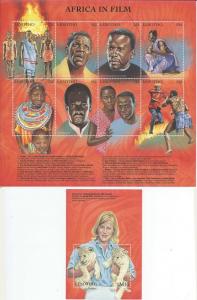 Lesotho 1998  Africa in Films 8 Stamp Sheet + Stamp S/S 12E-020