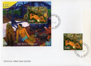 Sao Tome and Principe 2005 FDC Paul Gauguin Nudes Paintings Set+S/S Perforated