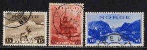 Norway #181-83~ Cplt Set of 3 - Northland Scenes ~ Used, MX hinge... (1938)