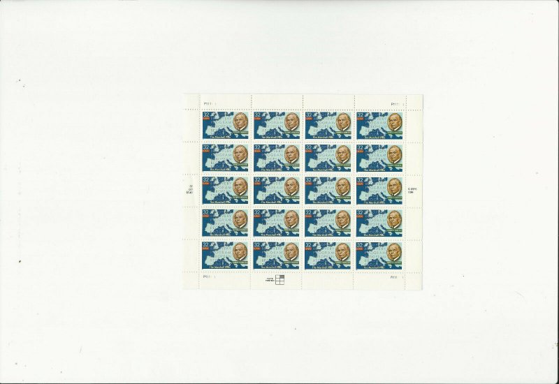 3US Stamps/Postage/Sheets Sc #3141 Marshall Plan MNH F-VF OG FV 6.40