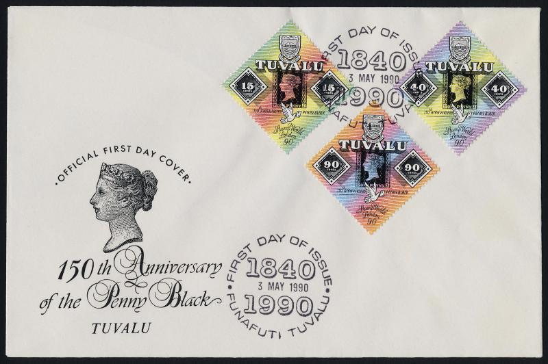 Tuvalu 539-41 on FDC - Stamp on Stamp