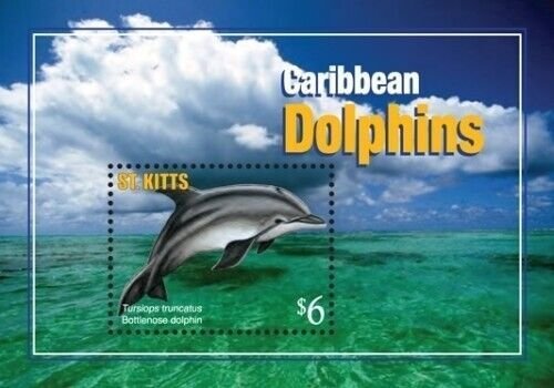 Saint Kitts 2010 - Dolphins Marine Life - Souvenir Stamp Sheet Scott #794 - MNH