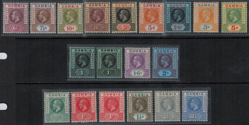 Gambia 1912-1922 SC 70-86,71a,81a Mint SCV $243.05 Set 