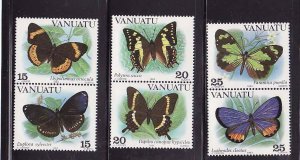 Vanuatu-Sc#346-8- id7-unused NH set-Insects-Butterflies-1983-