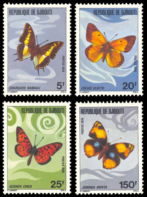 Djibouti 1978 Butterflies Scott #471-474 Mint Never Hinged